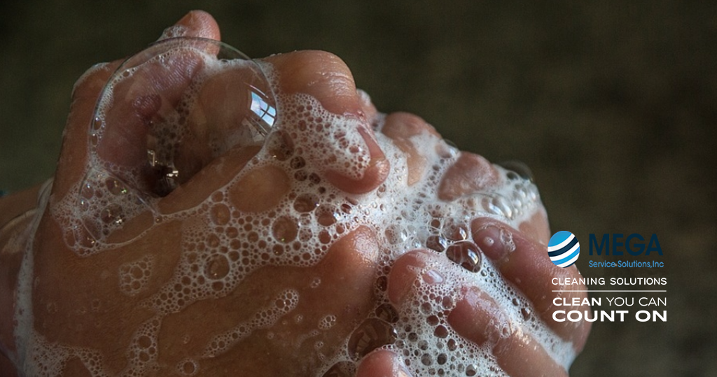 hands washing with bubbles